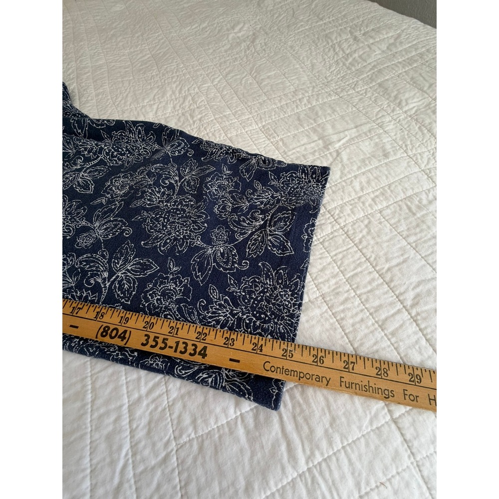 Denim & Co Navy Floral Pajama Pants 2X Blue White Wide Leg Lounge A294061 - Picture 3 of 9